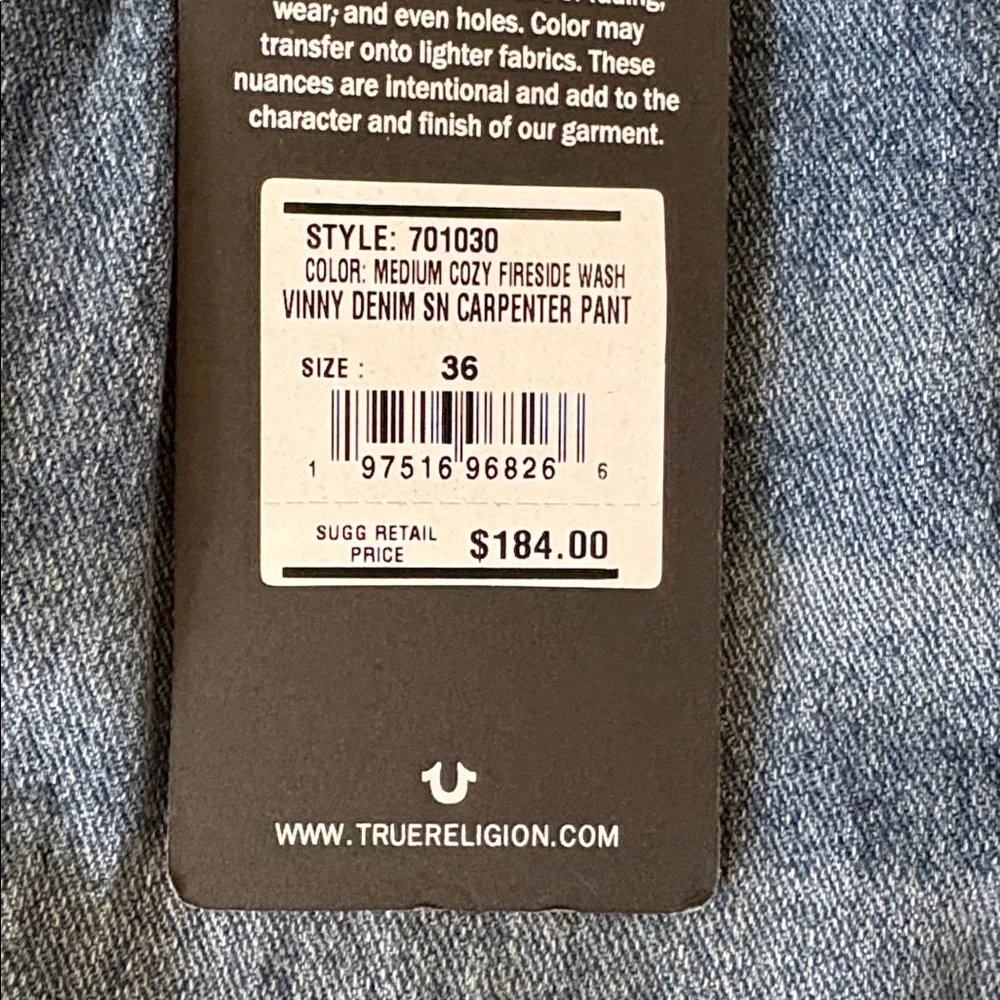 True Religion Vinny Ultra Baggy Carpenter Jeans Size 36 NWT Y2K Skater